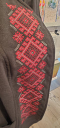 Embroidered vest grey/red ornament