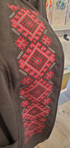 Embroidered vest grey/red ornament