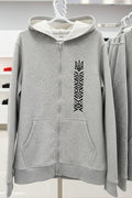 Hoodie with embroidery and zipper, XL/TG (14-16), Grey, Black
