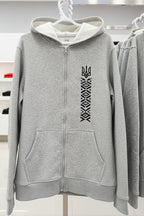 Hoodie with embroidery and zipper, XL/TG (14-16), Grey, Black
