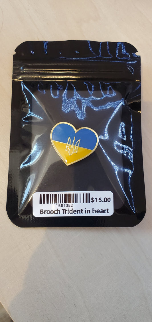 Brooch "UA Trident in heart" T3
