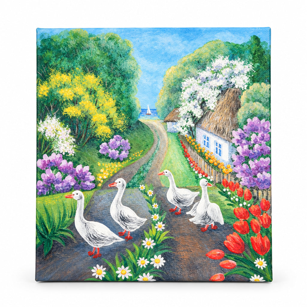 Handmade picture Ukrainian village mix 10x8 inches (25.5x20 cm)