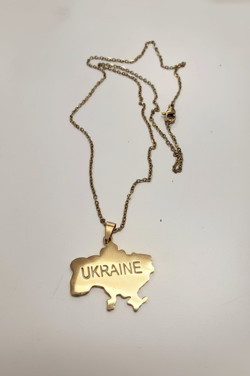 Pendant map of UA with a chain (gold/silver)