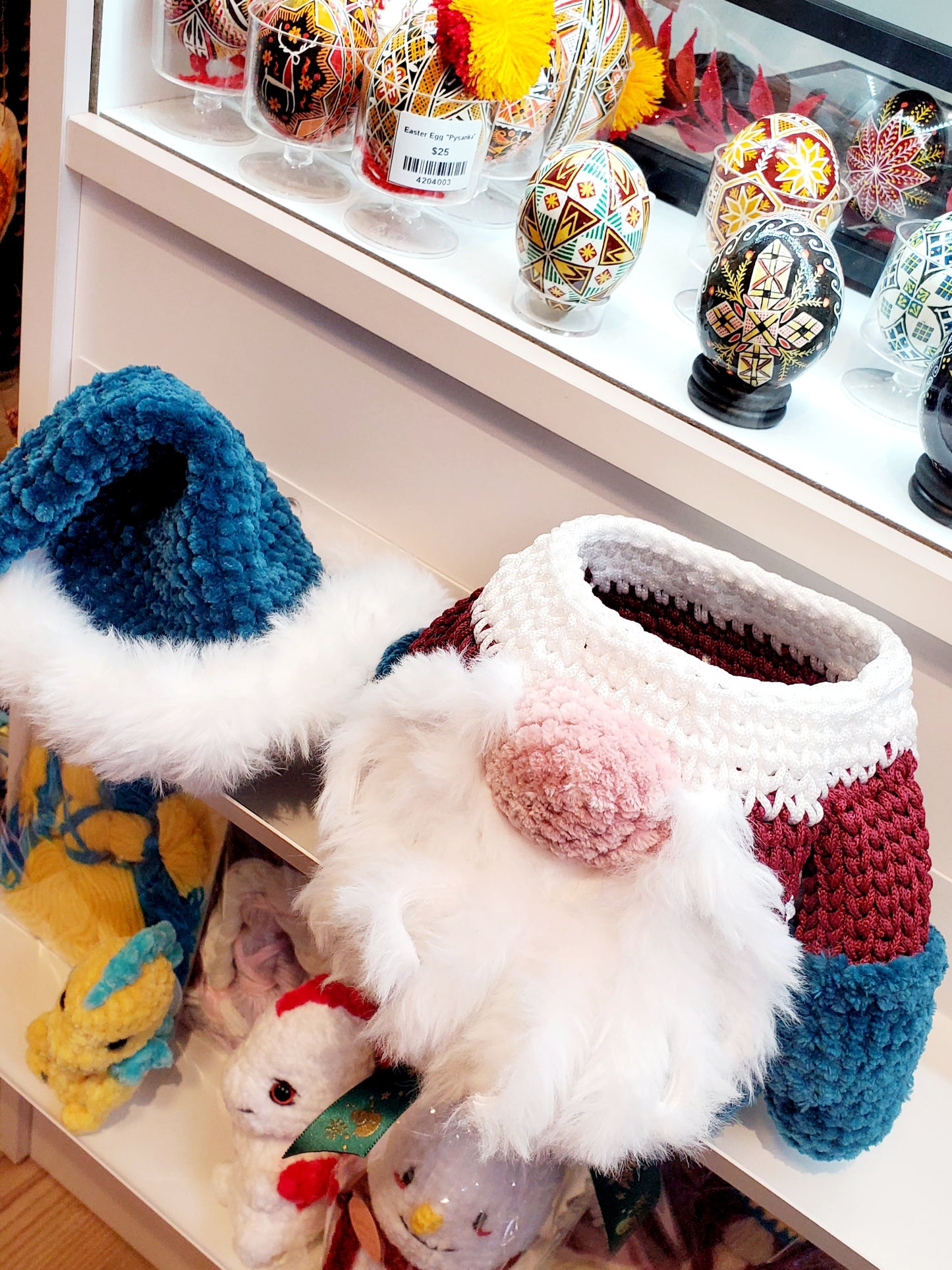 Knitted Christmas gnome basket