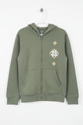 Hoodie with embroidery and zipper, M/M (7-8), Green
