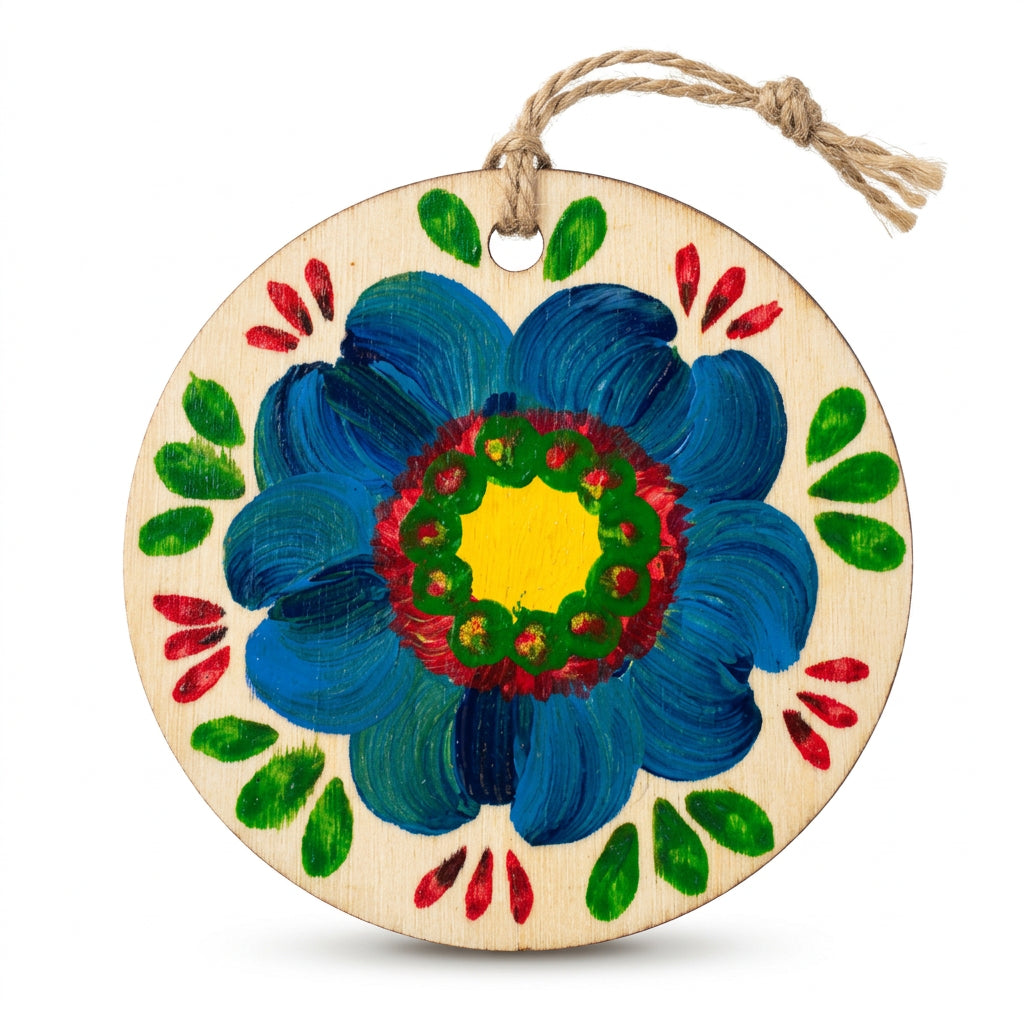 Souvenir picture on round wood T1