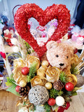 Valentine's Day gift Arrangement with a Teddy Bear