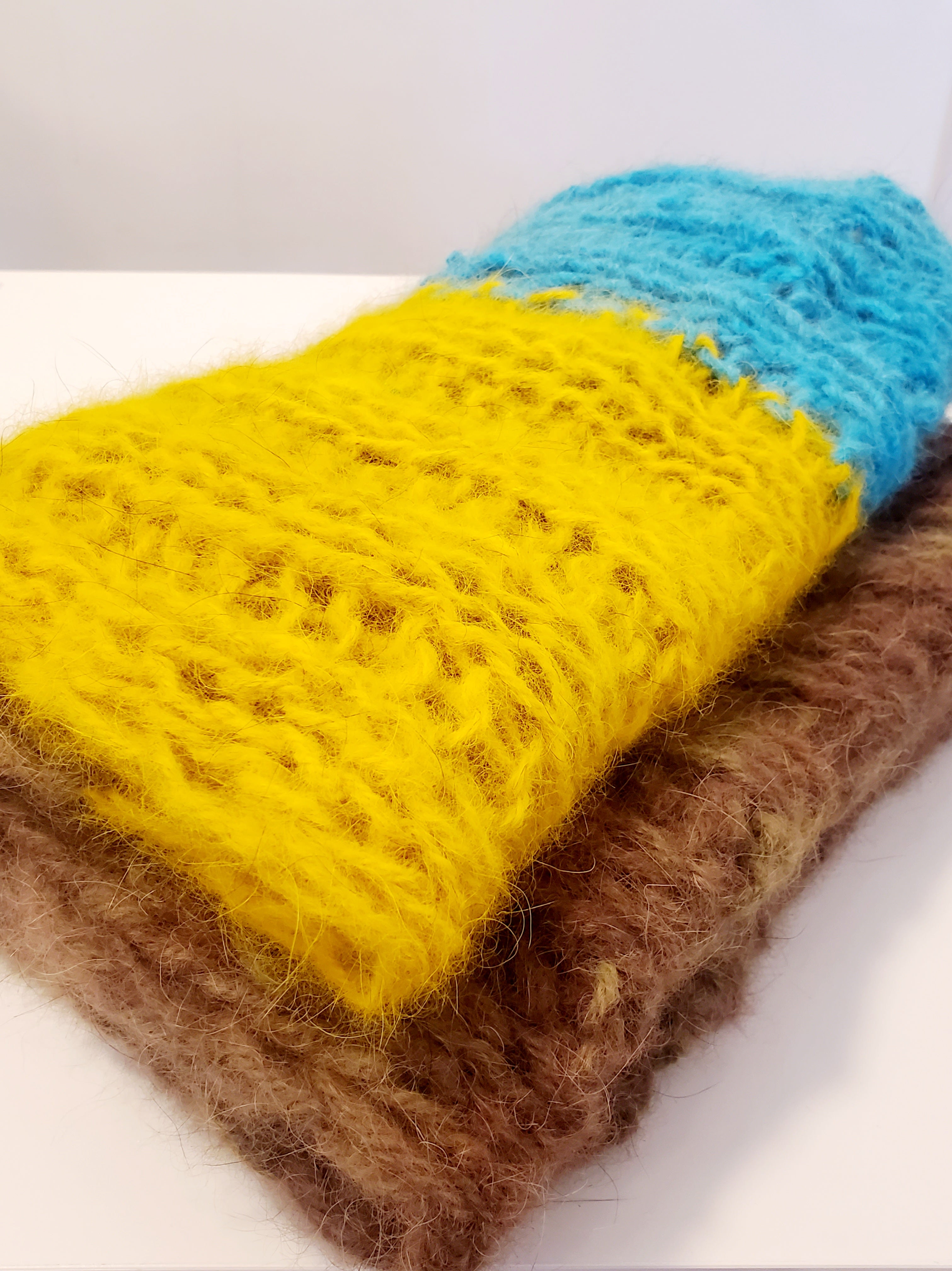 Dog wool snood Blue/Yellow