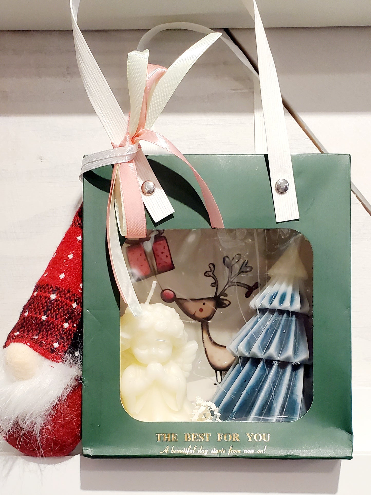 Candle Christmas set (green box, brown)