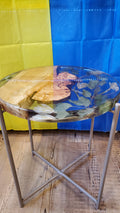 Coffee table wood/epoxy resin with tulips