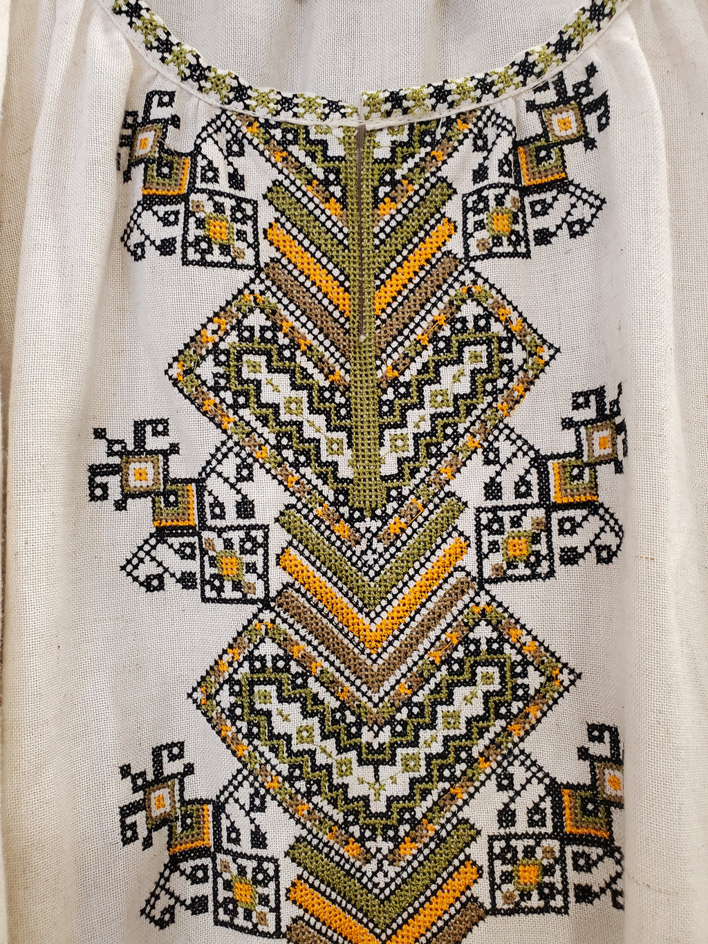 Embroidered linen dress "Tree of life" (white)