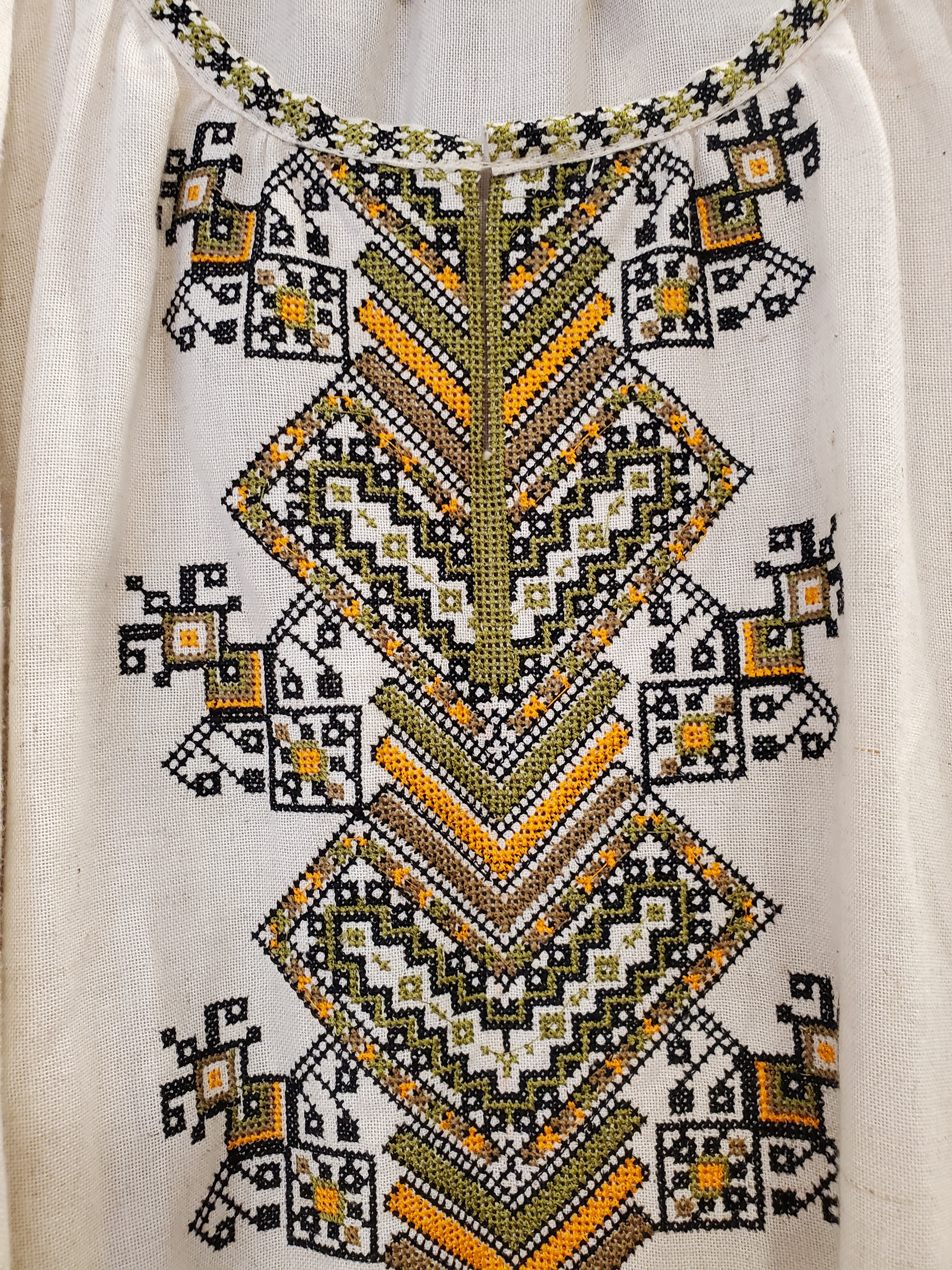 Embroidered linen dress "Tree of life" (white)