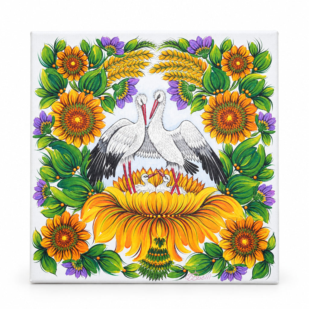 Handmade picture "Petrykivka" 12x12 inches (30.5x30.5 cm)