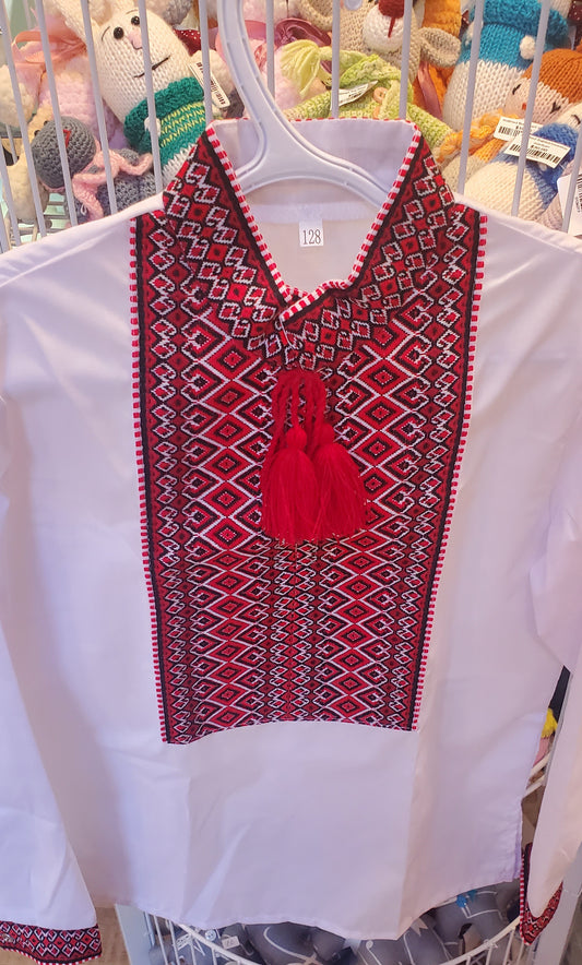 Embroidered children's shirt 128 red/blk