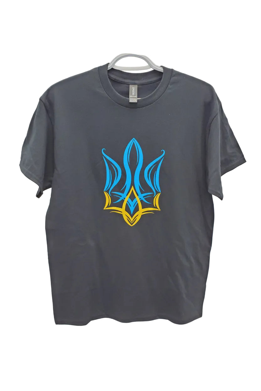 T-shirt T1 AB (black with y/b trident), Size M, L