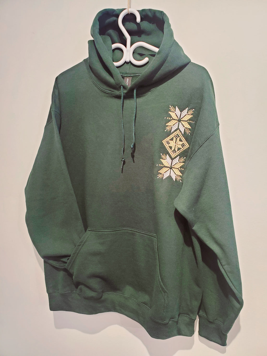 Hoodie embroidered with ornament, Green, L