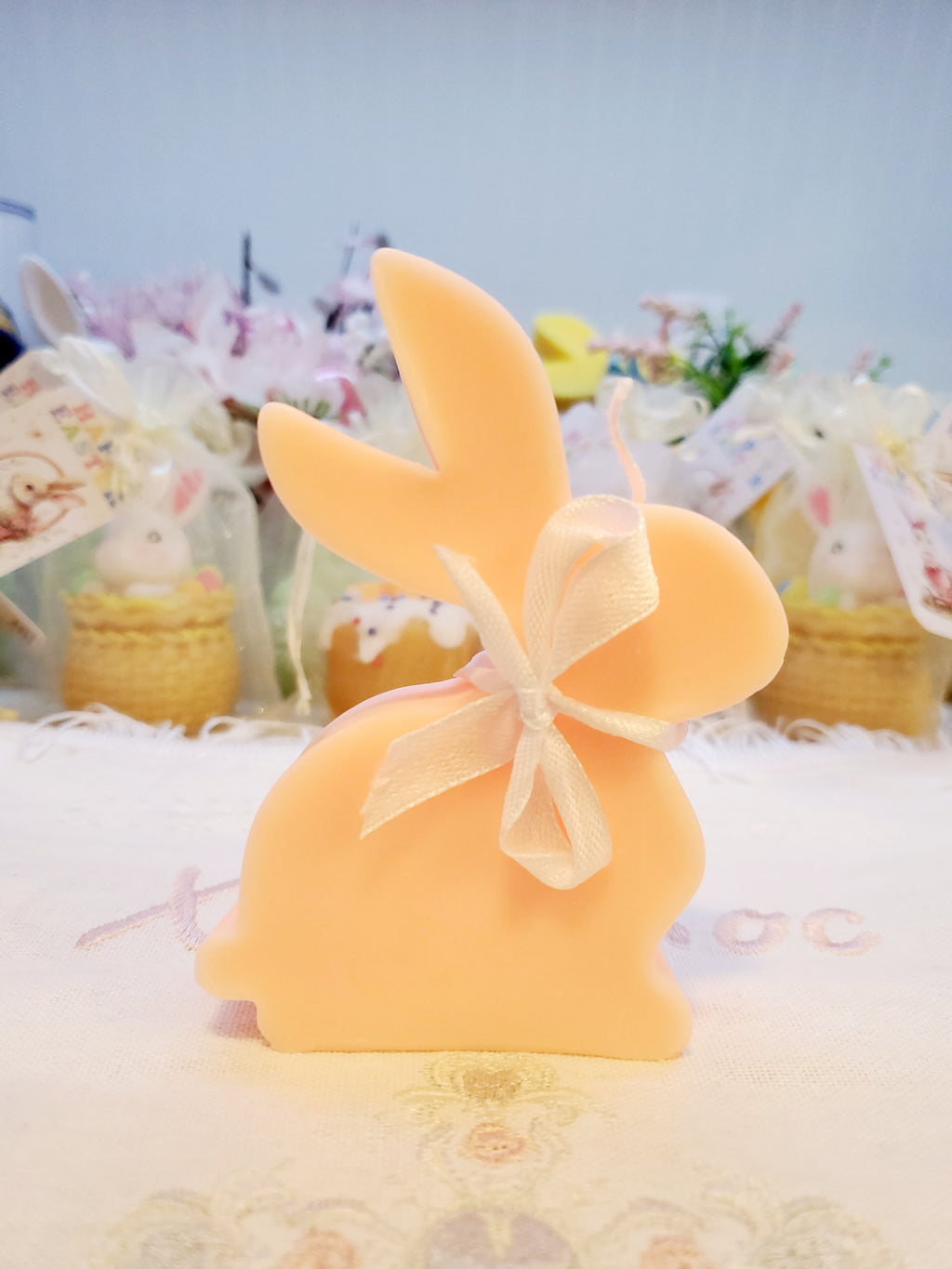 Easter Soy Candle Bunny with bow