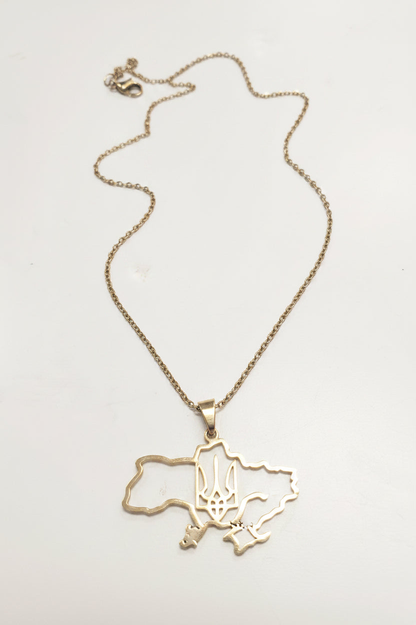 Pendant map of UA with a chain (gold/silver)