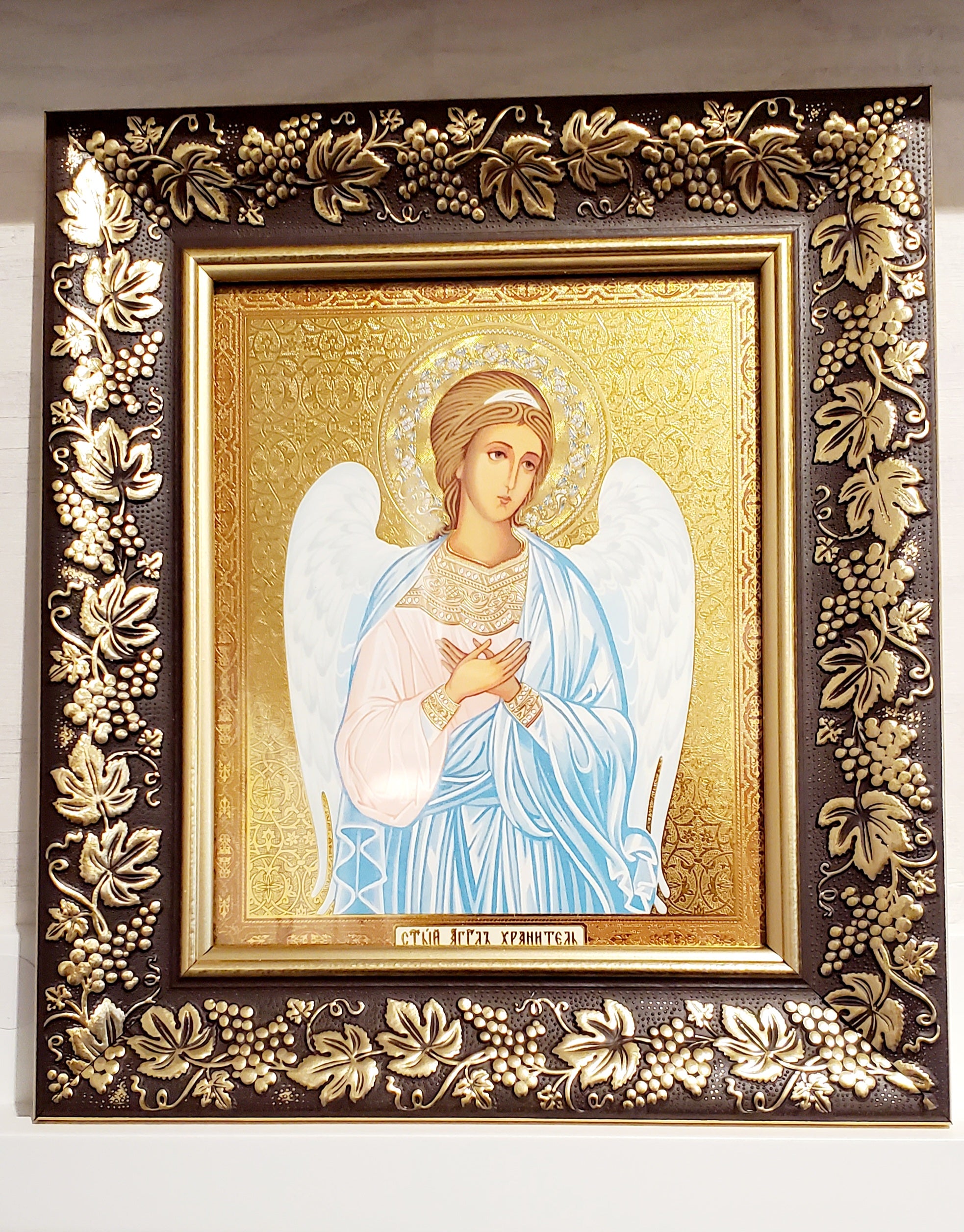 Christian Icon "Guardian Angel" (brown frame)
