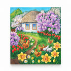 Handmade picture Ukrainian village mix 10x8 inches (25.5x20 cm)