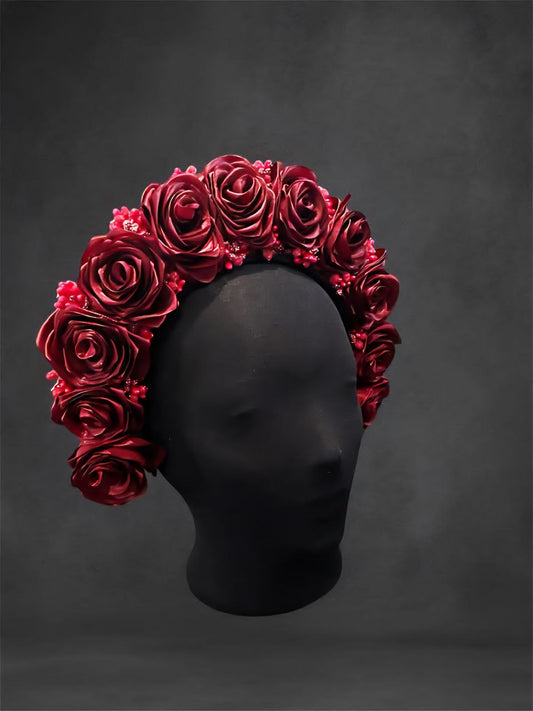 Head wreath Burgundy flowers