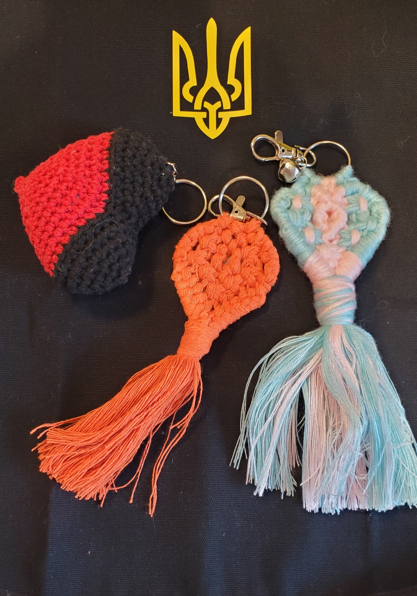 Knitted Keychain heart/ hats