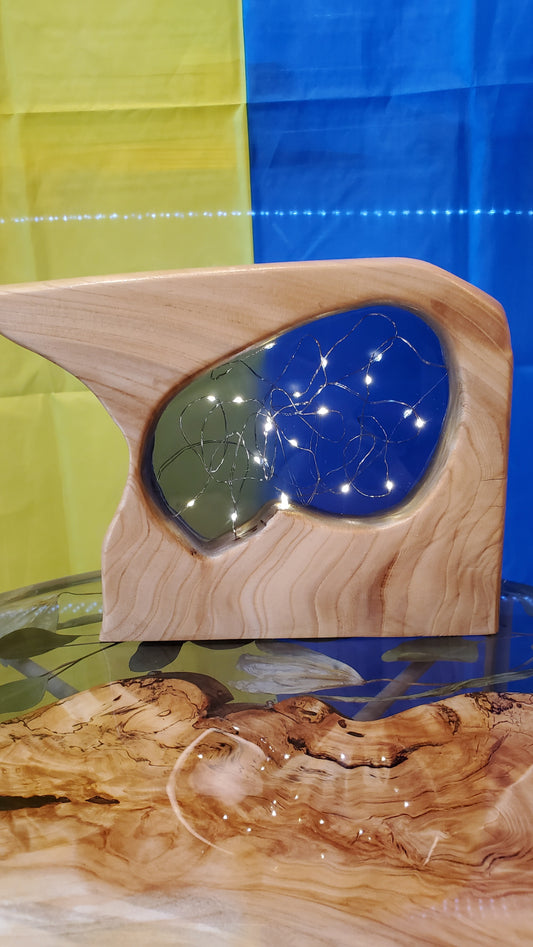 Night light wood/epoxy resin with LED backlight