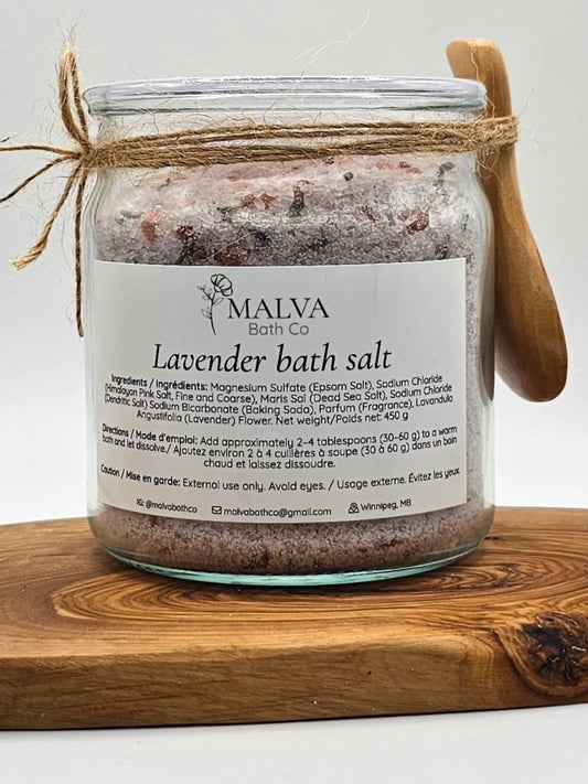 Lavender Bath Salt glass jar, 450 g
