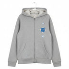 Hoodie with embroidery and zipper, L/G (10-12), Grey, Pink