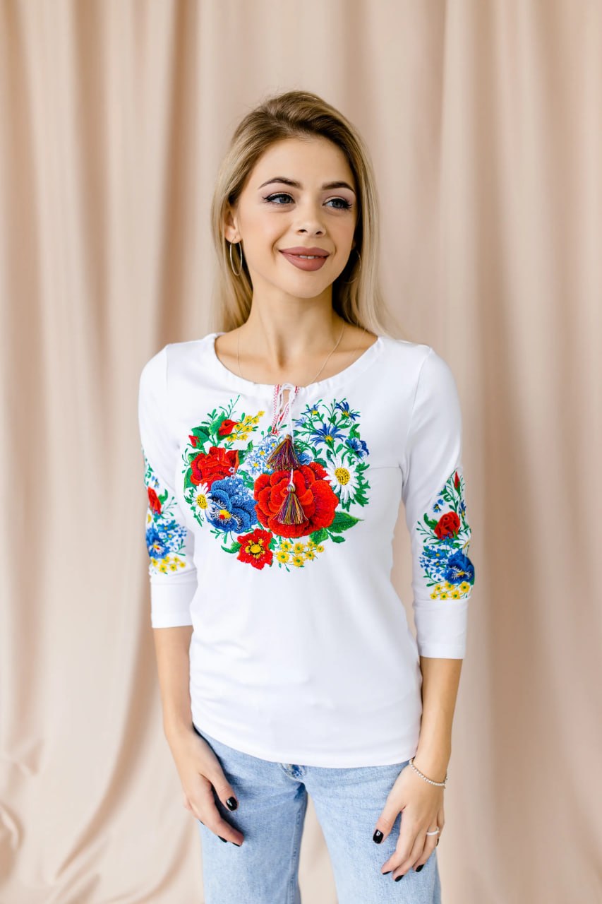 Embroidered white T-shirt "Galychanka", Size - XS, S, M, L, XL