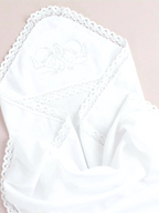 Embroidered baby blanket for baptism "Kryghma" Order (name & data)