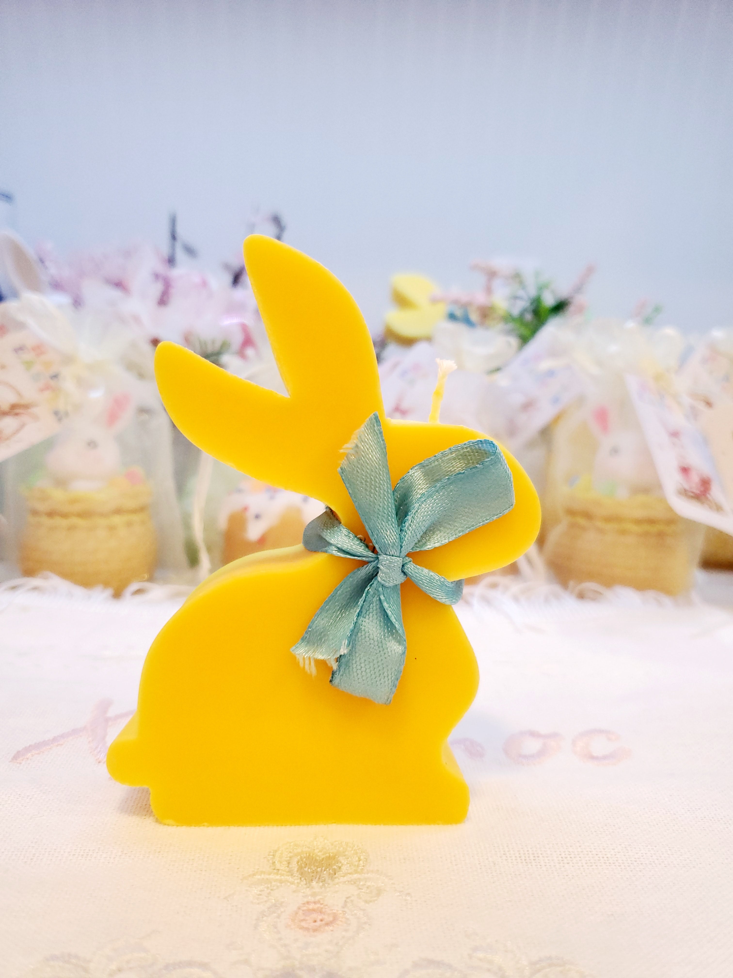 Easter Soy Candle Bunny with bow