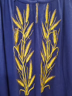 Embroidered linen dress "Gold kolosoks" (navy blue)