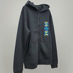 Hoodie with embroidery and zipper, XL/TG (14-16), Grey, Black