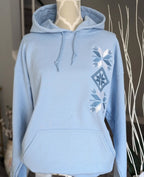 Blue hoodie with embroidery