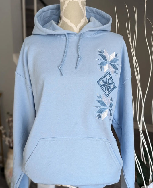 Blue hoodie with embroidery