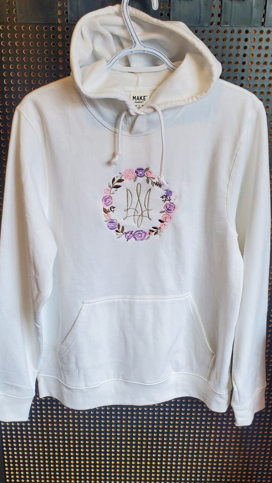 Hoodie embroidered flowers wreath