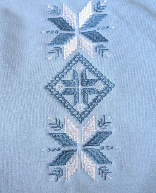 Blue hoodie with embroidery