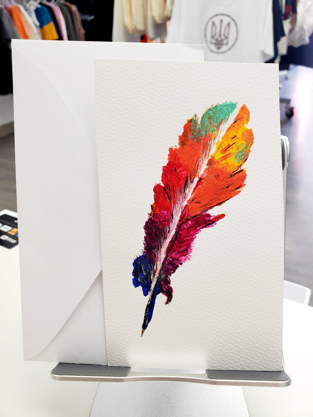 Handmade Greeting Card Feather