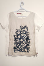 Linen Embroidered Women's T-shirt, Size M, Xl