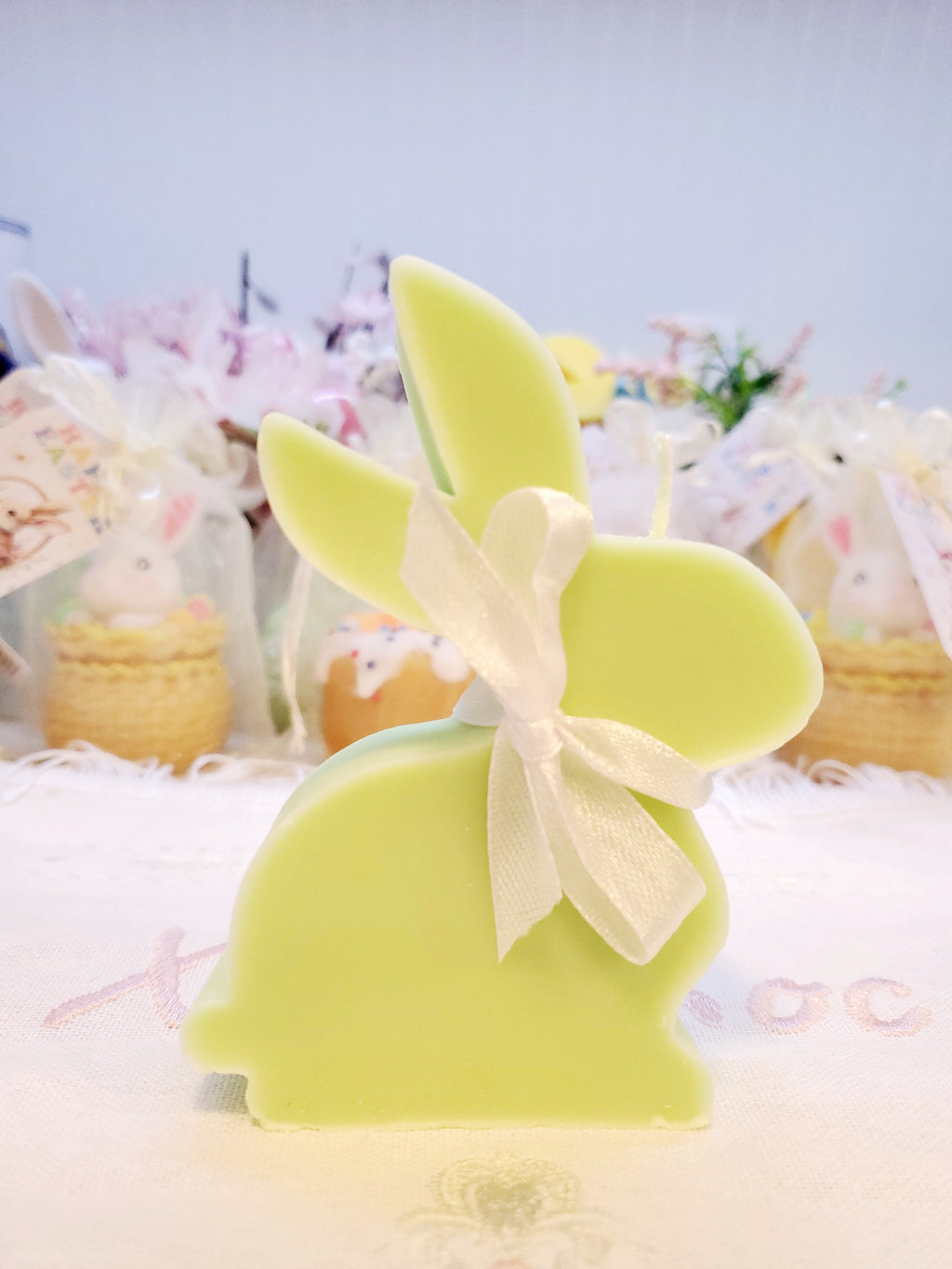 Easter Soy Candle Bunny with bow