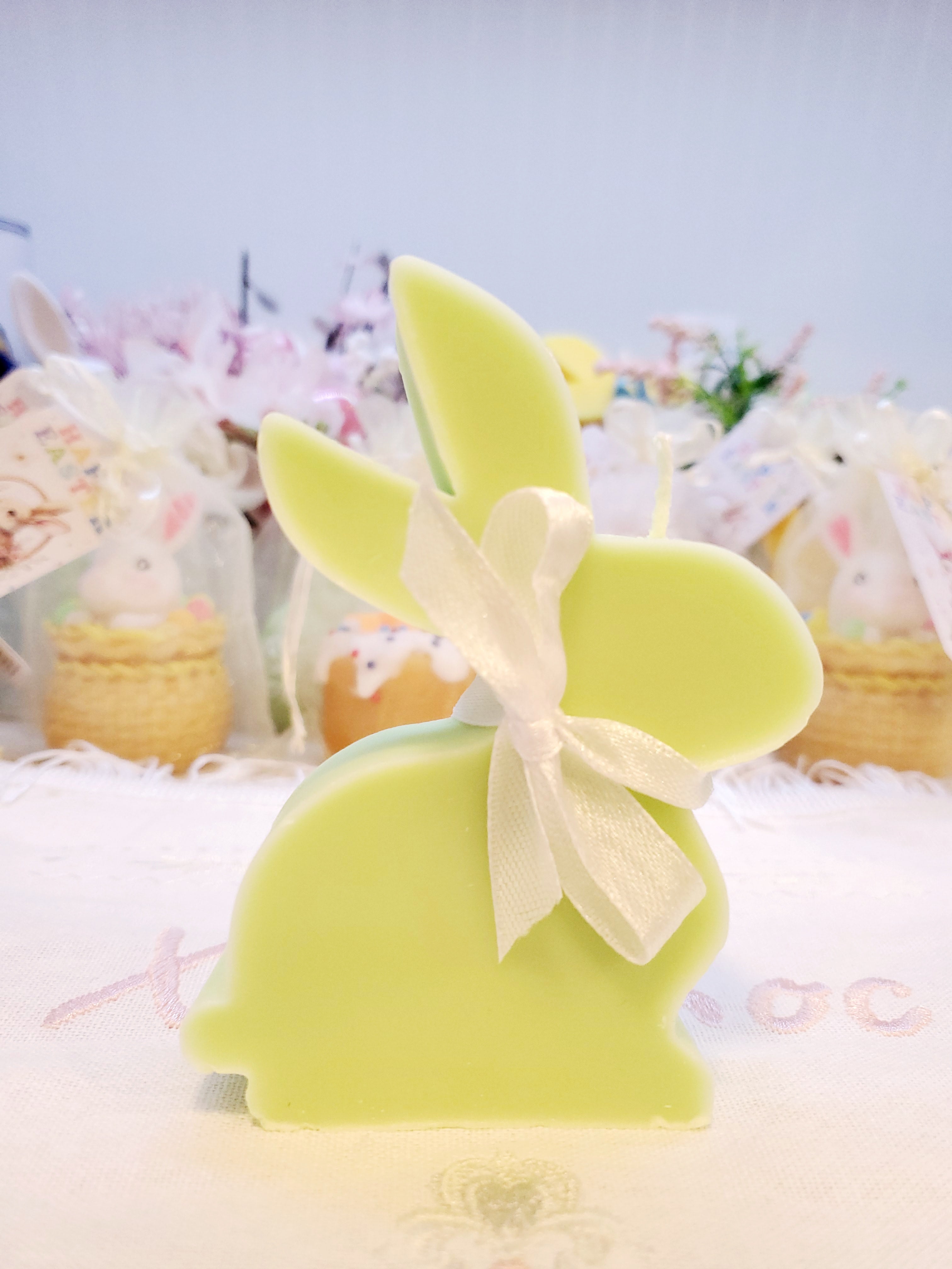 Easter Soy Candle Bunny with bow