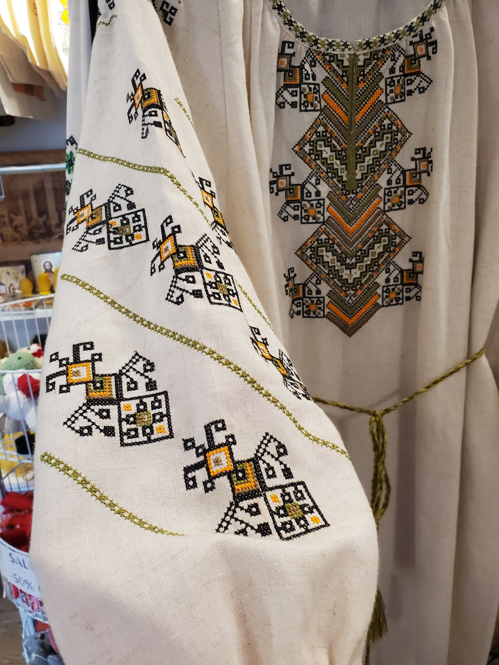 Embroidered linen dress "Tree of life" (white)