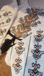 Embroidered blouse "Tree of life" (white with green/orange)
