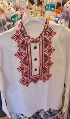 Embroidered children's shirt 134 red/blk