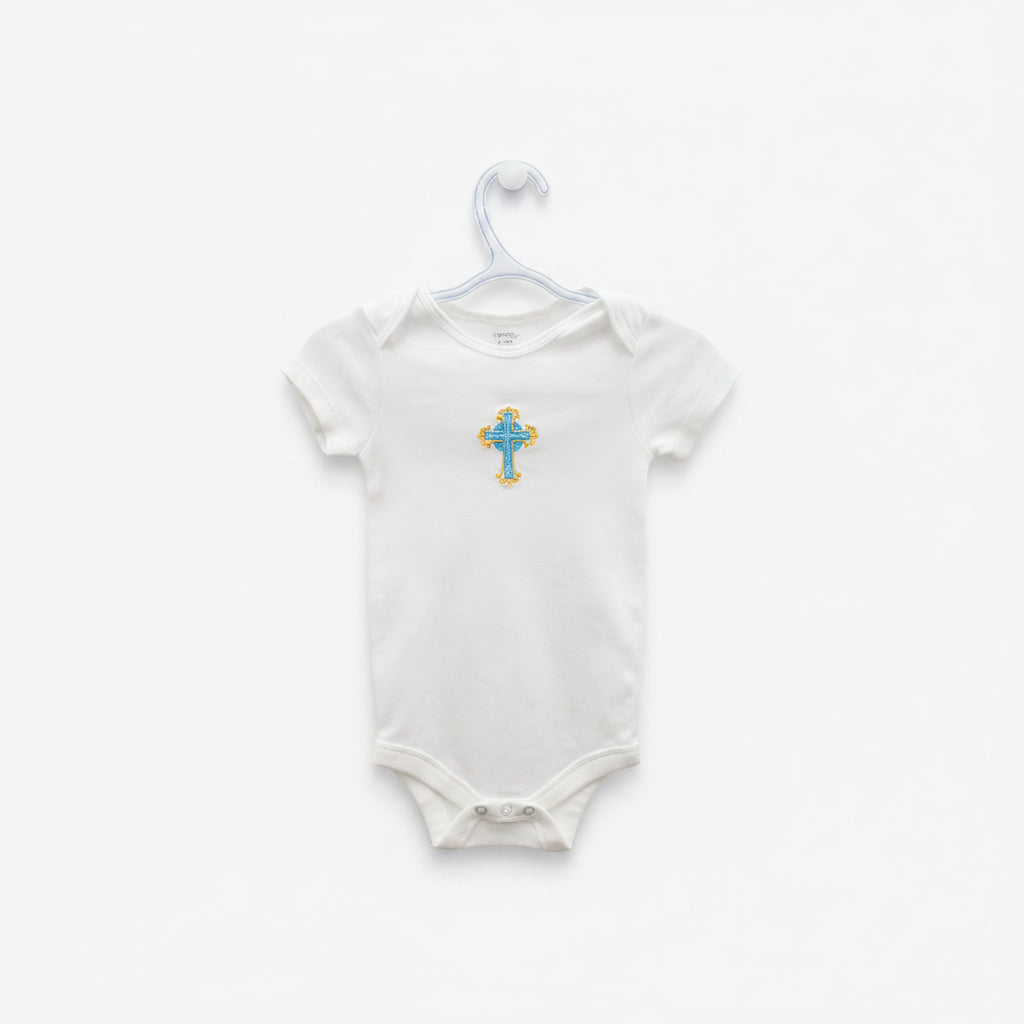 Embroidered Bodysuit with cross (6-12 months)