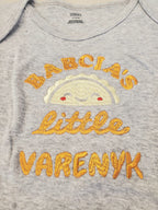 Baby bodysuit embroidered "Babcia's Little Varenyk" (12-18 month)