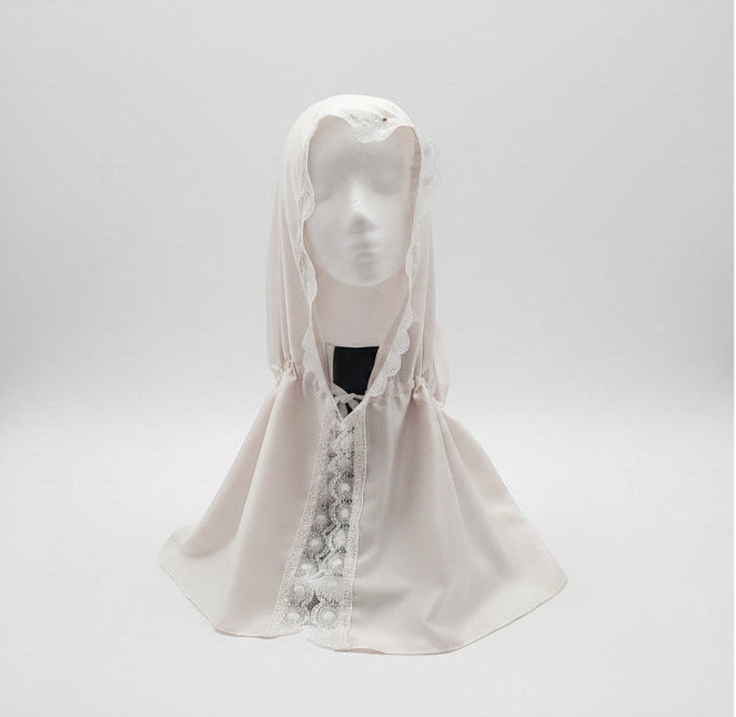 White Lace Ukrainian Headscarf for baptism