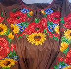 Embroidered blouse brown/flowers