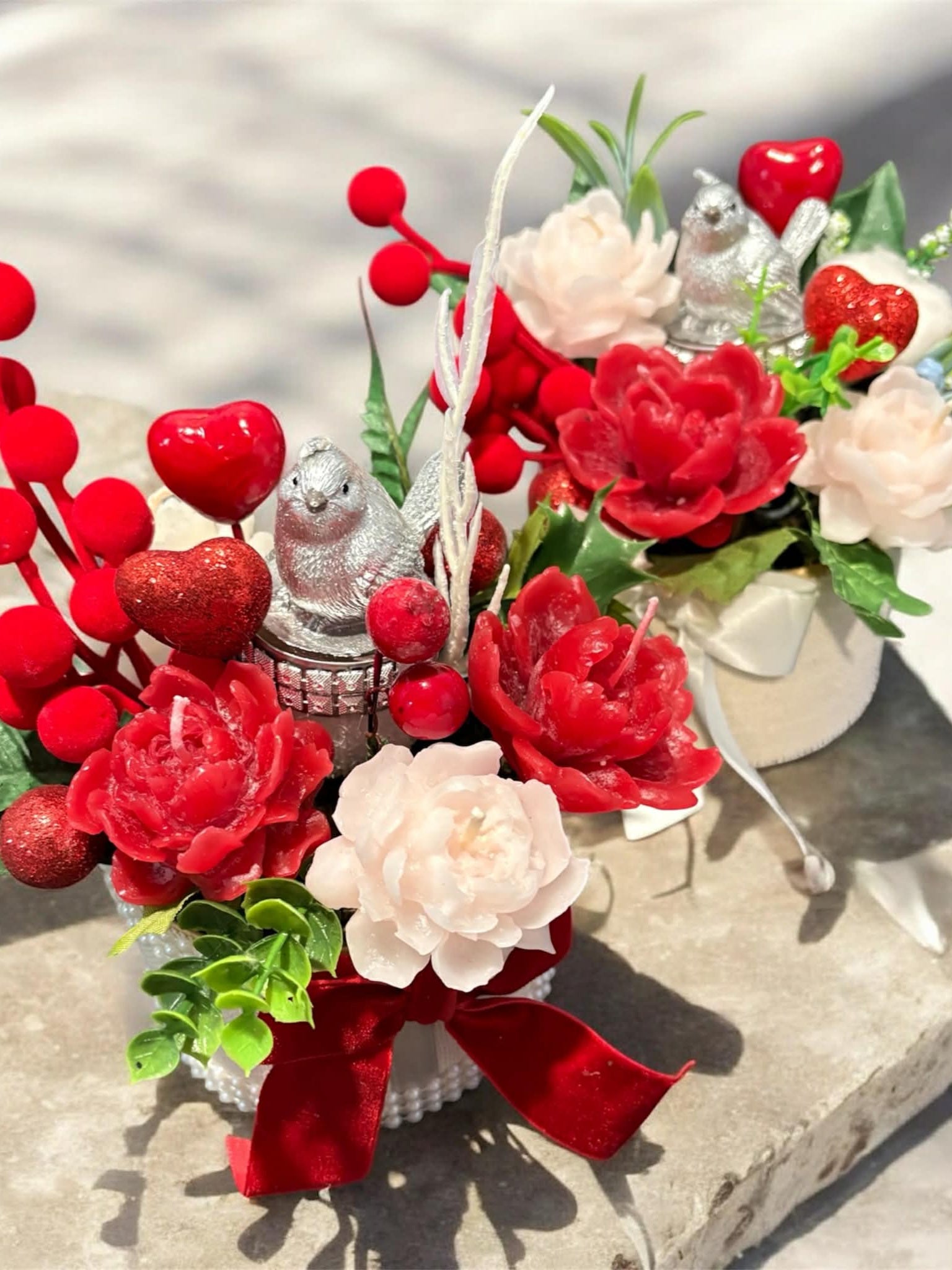 Valentine's Day gift Bouquet of candle flowers in a box